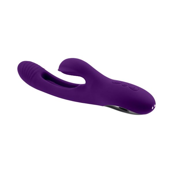 Playboy The Thrill Rechargeable Silicone Dual Stim Vibrator with Flapper Acai - Image 8