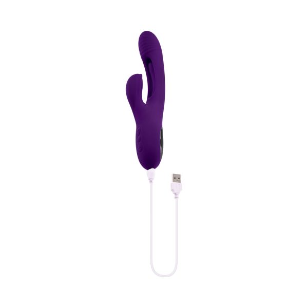 Playboy The Thrill Rechargeable Silicone Dual Stim Vibrator with Flapper Acai - Image 9