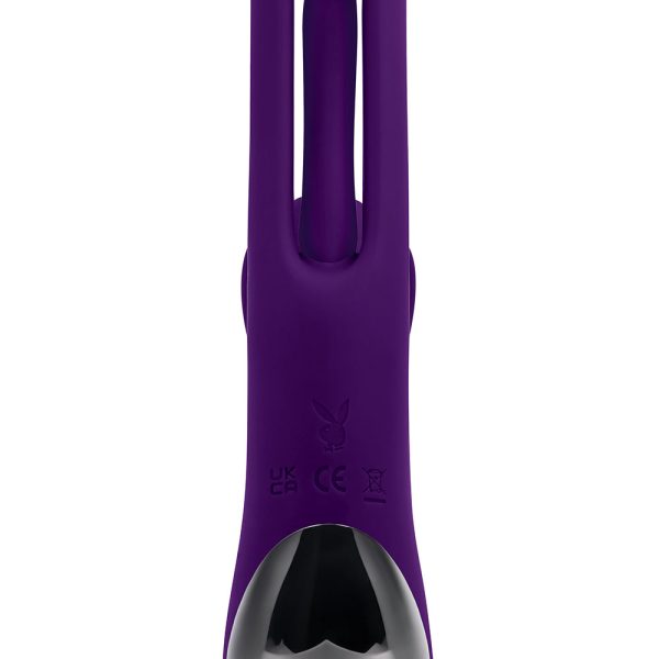 Playboy The Thrill Rechargeable Silicone Dual Stim Vibrator with Flapper Acai - Image 10