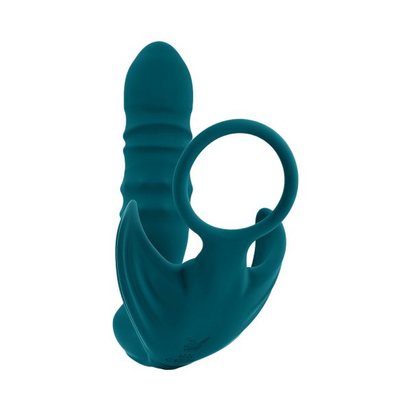 Playboy Bring It On Rechargeable Silicone Thrusting Anal Plug with Vibrating Ball Cradle Deep Teal - Image 4