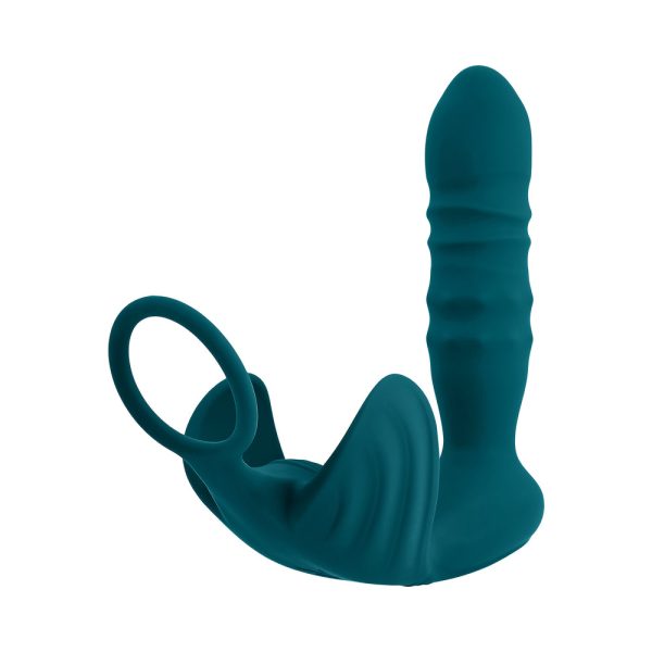 Playboy Bring It On Rechargeable Silicone Thrusting Anal Plug with Vibrating Ball Cradle Deep Teal - Image 7