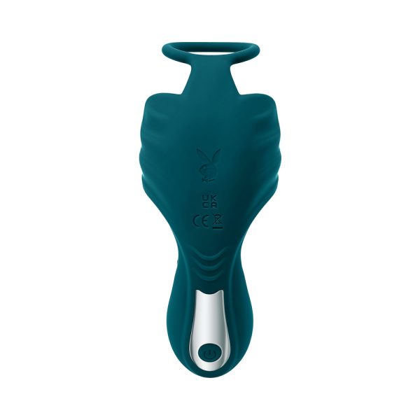 Playboy Bring It On Rechargeable Silicone Thrusting Anal Plug with Vibrating Ball Cradle Deep Teal - Image 9