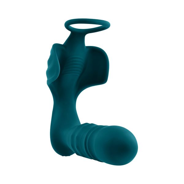 Playboy Bring It On Rechargeable Silicone Thrusting Anal Plug with Vibrating Ball Cradle Deep Teal - Image 10