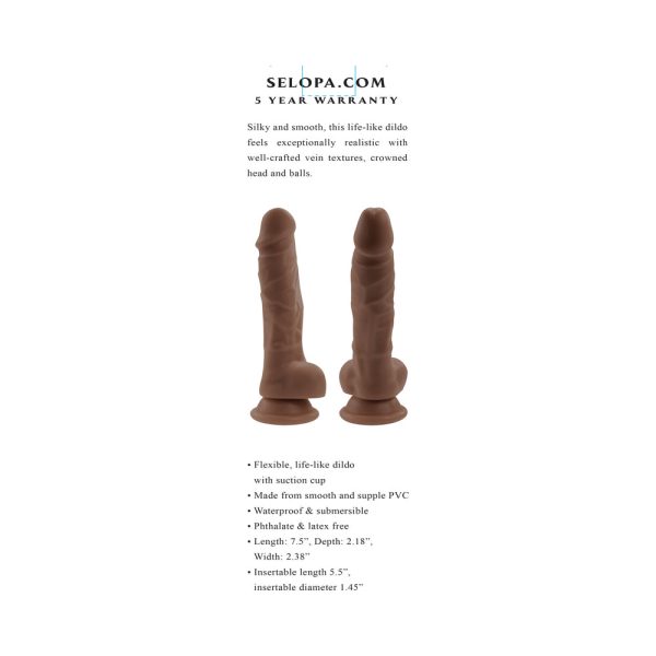 Selopa Non-Vibrating Dildo 6 in. Dark - Image 7