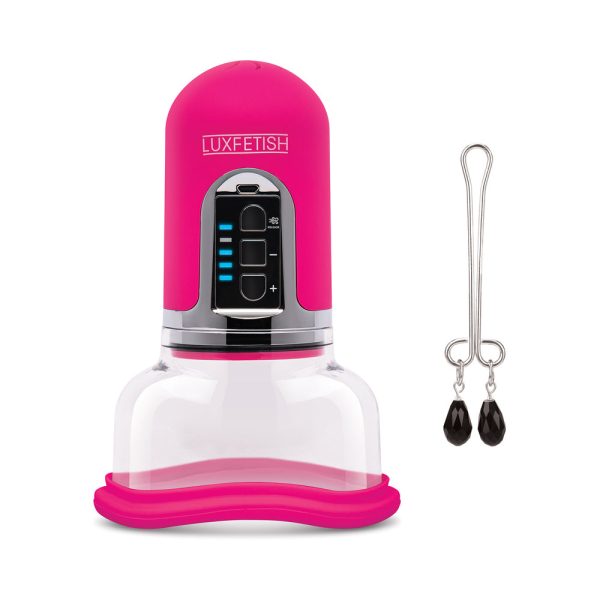 Lux Fetish Rechargeable 4-function Auto Pussy Pump with Clit Clamp - Image 2
