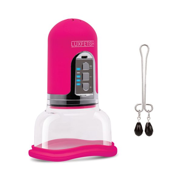 Lux Fetish Rechargeable 4-function Auto Pussy Pump with Clit Clamp - Image 3