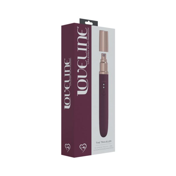 LoveLine The Traveler 10 Speed Travel Vibe Silicone Rechargeable Waterproof Burgundy - Image 4