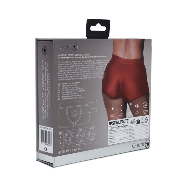 Ouch! Vibrating Strap-on Boxer Red XL/XXL - Image 4