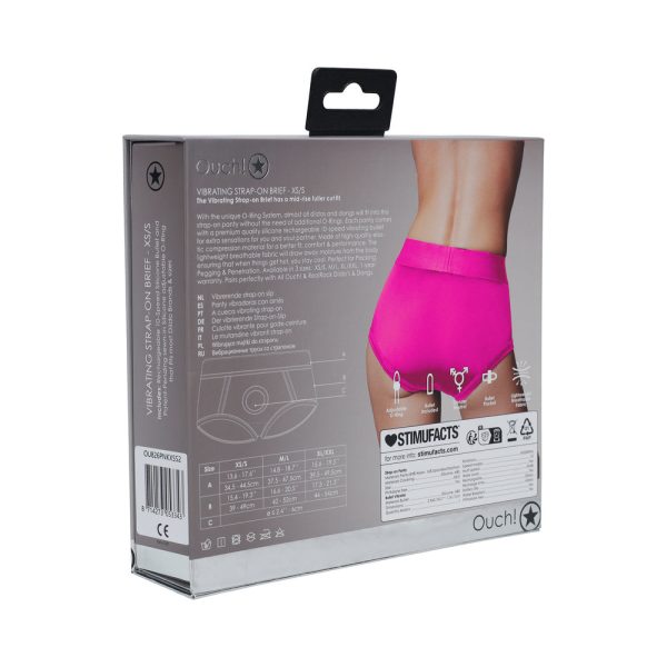 Ouch! Vibrating Strap-on Brief Pink XS/S - Image 4