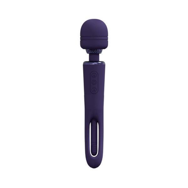 VIVE KIKU Rechargeable Double Ended Wand with Innovative G-Spot Flapping Stimulator Purple - Image 2