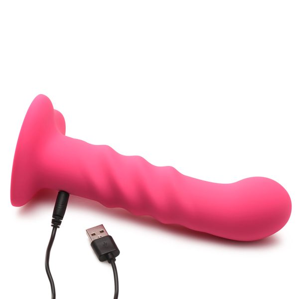 Simply Sweet 21X Vibrating Ribbed Silicone Dildo W/ Remote Pink - Image 4
