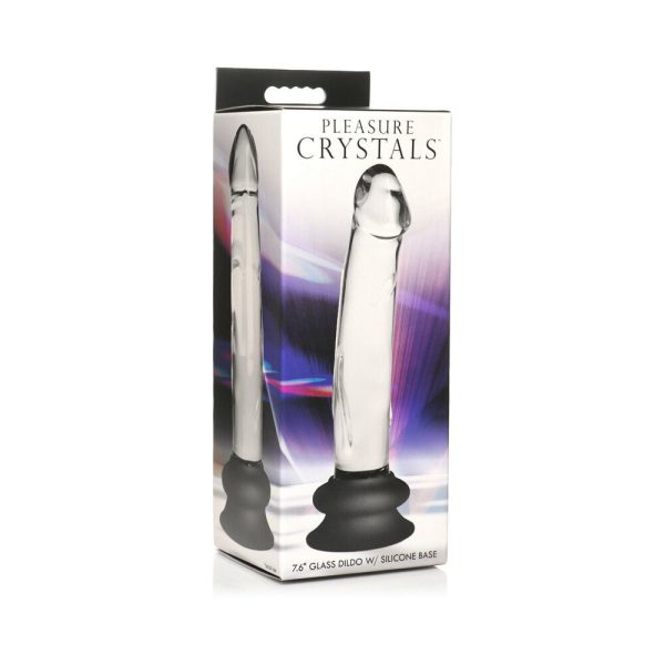 Pleasure Crystals 7.6 in. Glass Dildo with Silicone Base - Image 6