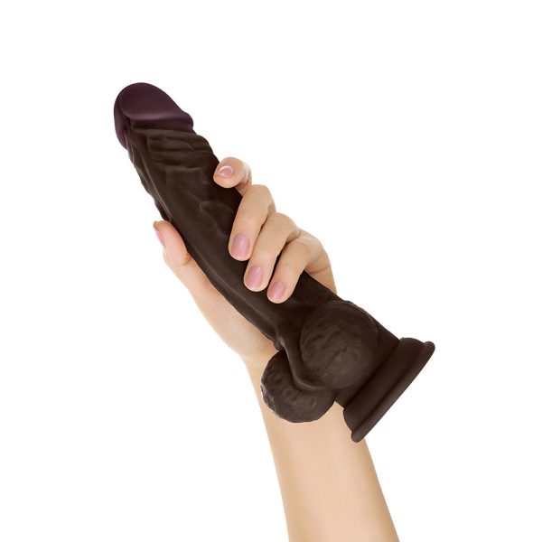 Shaft Model A: 10.5 in. Dual Density Silicone Dildo with Balls Mahogany - Image 5