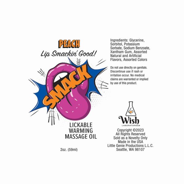 Smack Lickable Massage Oil Peach 2 oz. - Image 2