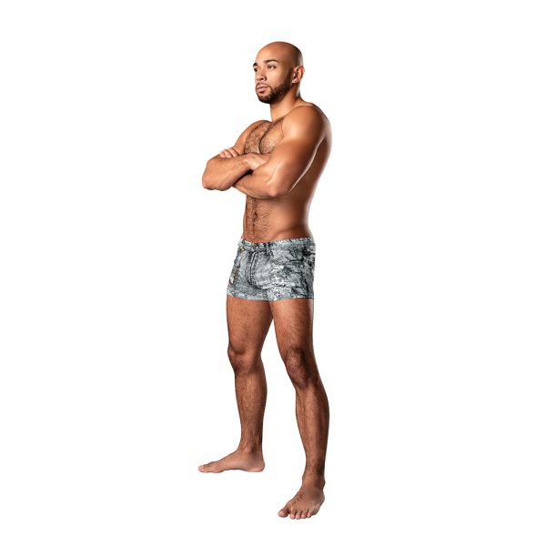 Male Power Dirty Denim Pouch Short Denim Print S - Image 2