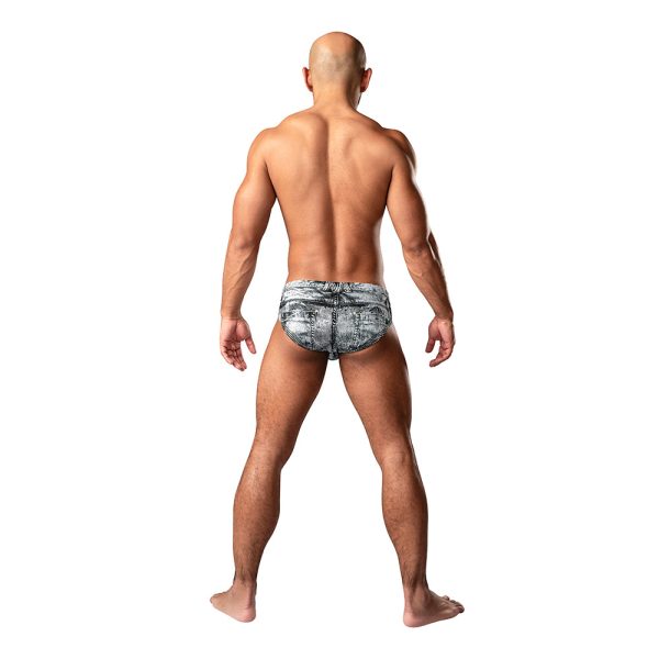 Male Power Dirty Denim Bikini Denim Print S - Image 3