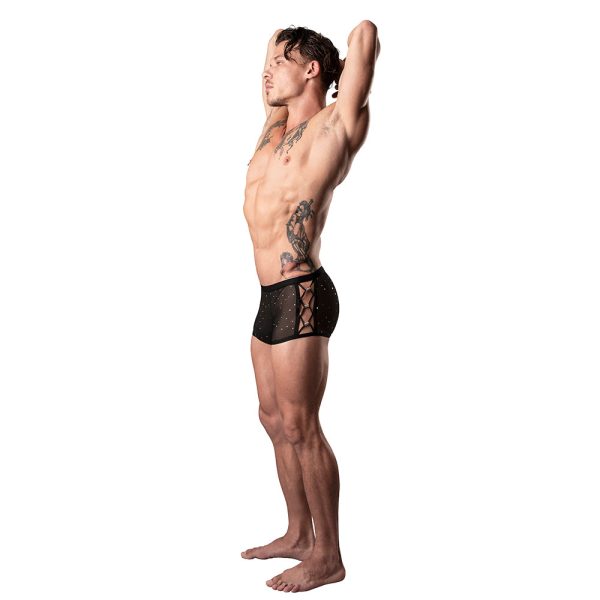 Male Power Show Stopper Mini Short Silver Mesh Dot XL - Image 2