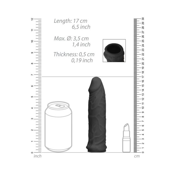 RealRock Skin 6 in. Penis Extender Sleeve Black - Image 10