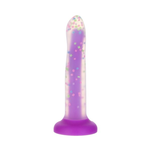 Addiction Rave 8 in. Bendable Glow-in-the-Dark Silicone Dildo Purple Confetti - Image 2