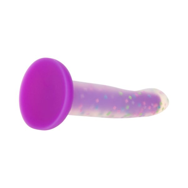 Addiction Rave 8 in. Bendable Glow-in-the-Dark Silicone Dildo Purple Confetti - Image 3