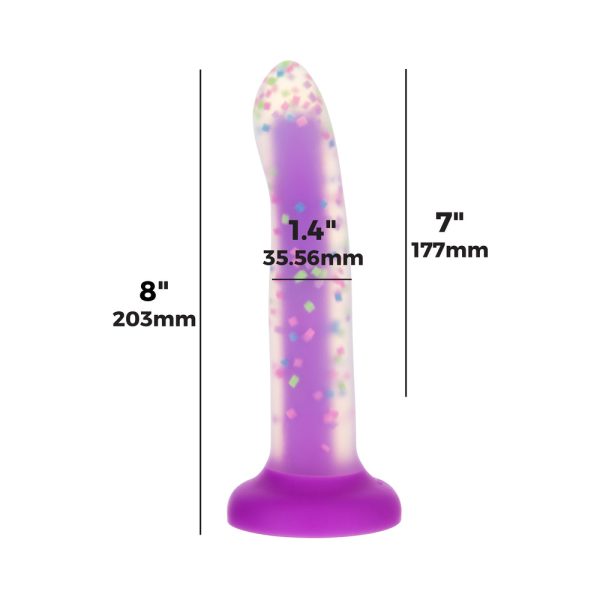 Addiction Rave 8 in. Bendable Glow-in-the-Dark Silicone Dildo Purple Confetti - Image 6