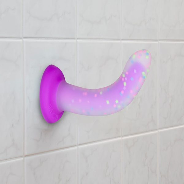 Addiction Rave 8 in. Bendable Glow-in-the-Dark Silicone Dildo Purple Confetti - Image 7