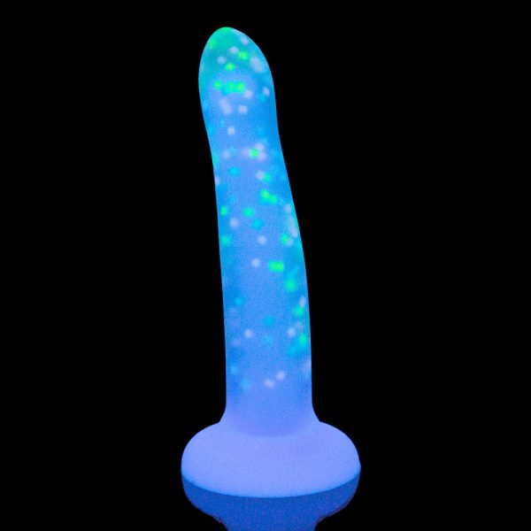 Addiction Rave 8 in. Bendable Glow-in-the-Dark Silicone Dildo Purple Confetti - Image 8