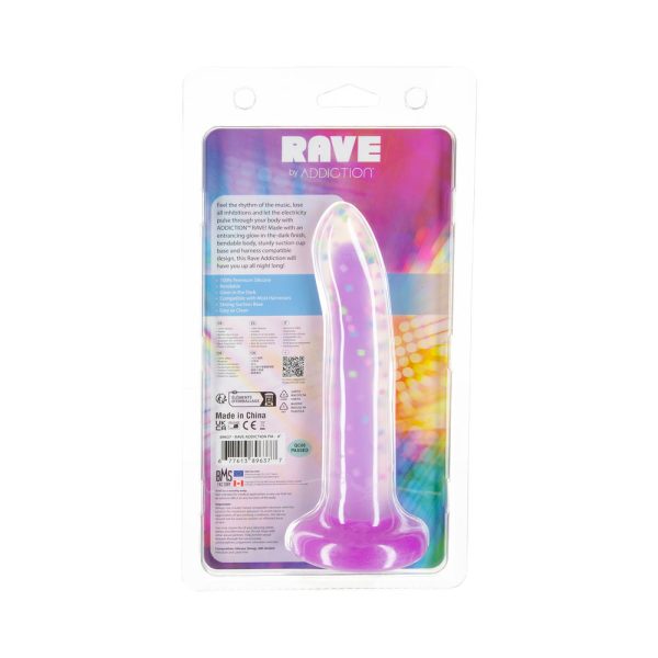 Addiction Rave 8 in. Bendable Glow-in-the-Dark Silicone Dildo Purple Confetti - Image 10
