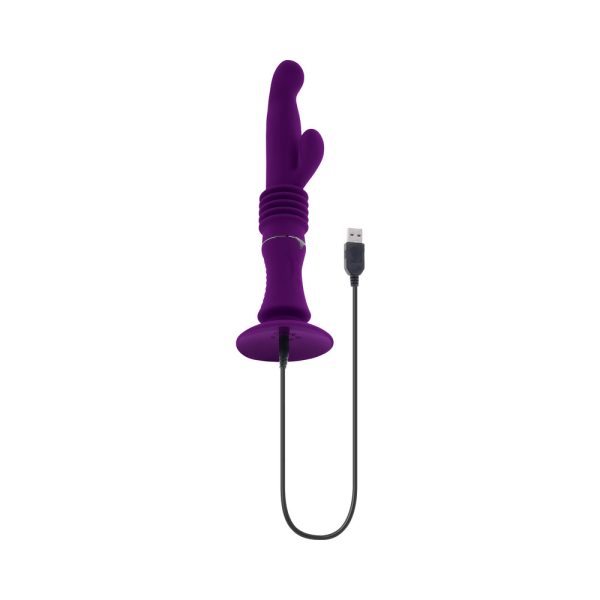 Playboy Hoppy Ending Rechargeable Silicone Thrusting Rabbit Vibrator Acai - Image 8
