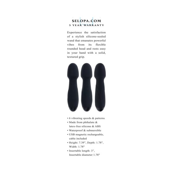 Selopa Power Trip Rechargeable Vibrating Wand Silicone Black - Image 9