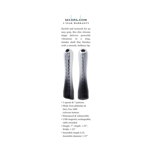 Selopa Silverado Rechargeable Vibrator ABS Plastic & Silicone Silver/Black - Image 10