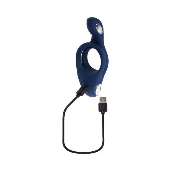 Zero Tolerance Ring Around the Rosy Rechargeable Vibrating Dual C-Ring Silicone Blue - Image 8