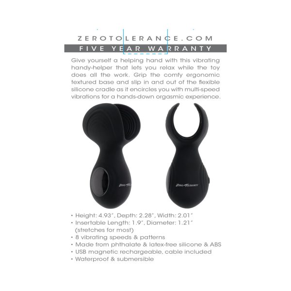 Zero Tolerance Handy Helper Rechargeable Vibrating Stroker Silicone Black - Image 9