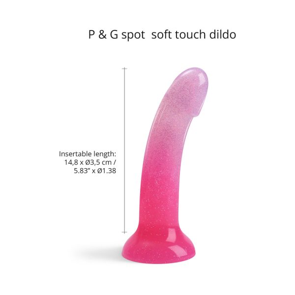 Love to Love Dildolls Sunrise 6 in. Silicone Dildo with Multicolor Star Glitter Pink/Purple - Image 2