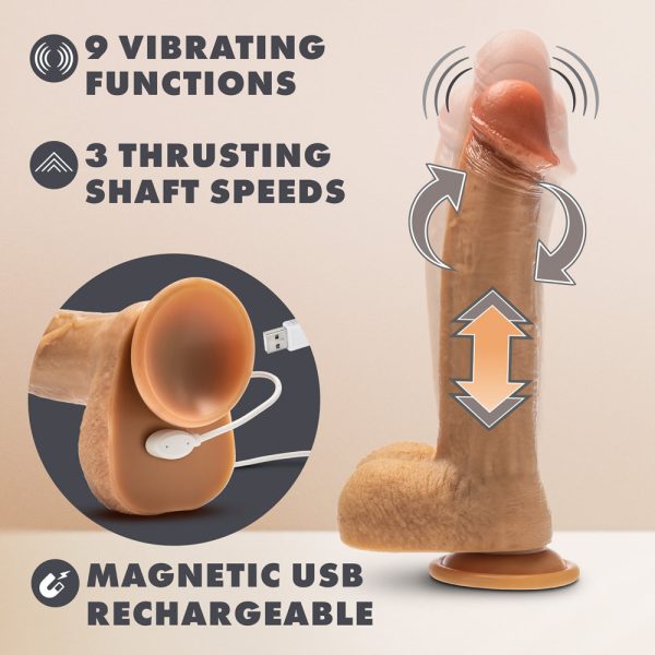 Dr. Skin Silicone Dr. Phillips 8.5 in. Thrusting, Gyrating & Vibrating Dildo with Remote Control Tan - Image 9
