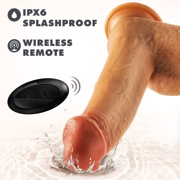 Dr. Skin Silicone Dr. Phillips 8.5 in. Thrusting, Gyrating & Vibrating Dildo with Remote Control Tan - Image 10
