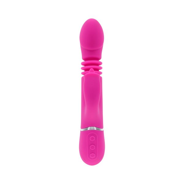 Evolved Pink Dragon Rechargeable Thrusting Dual Stimulator Silicone Pink - Image 3