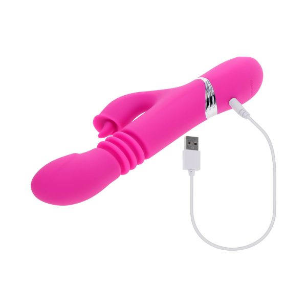 Evolved Pink Dragon Rechargeable Thrusting Dual Stimulator Silicone Pink - Image 10