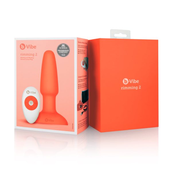 b-Vibe Rimming 2 Rotating and Vibrating Remote Control Plug Orange - Image 10