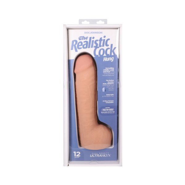 The Realistic Cock Hung 12 in. ULTRASKYN Vac-U-Lock Dildo Vanilla - Image 9