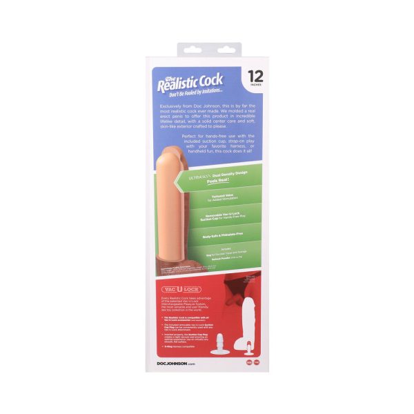 The Realistic Cock Hung 12 in. ULTRASKYN Vac-U-Lock Dildo Vanilla - Image 10