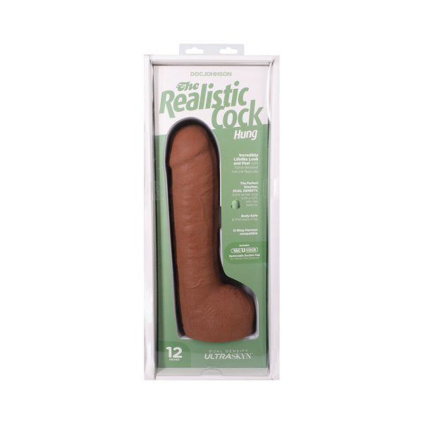 The Realistic Cock Hung 12 in. ULTRASKYN Vac-U-Lock Dildo Caramel - Image 9