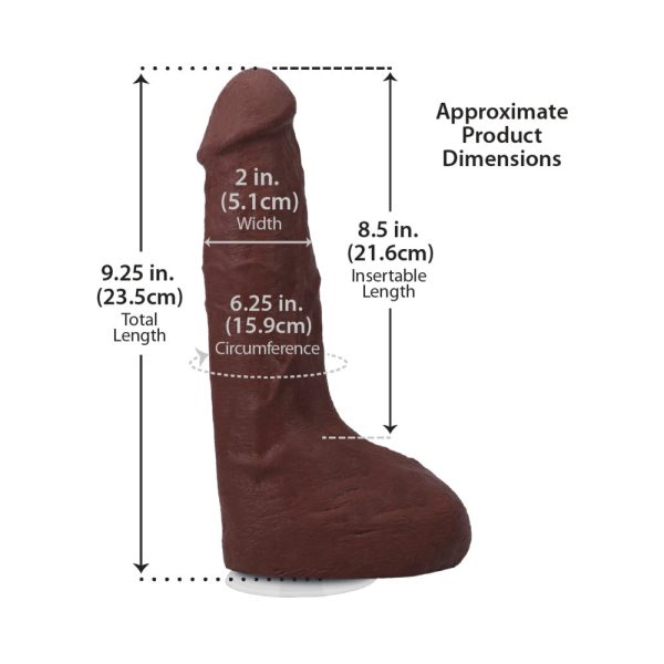 The Realistic Cock Squirting 9.5 in. ULTRASKYN Vac-U-Lock Dildo Chocolate - Image 7
