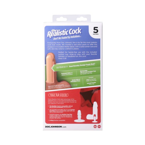 The Realistic Cock 5 in. ULTRASKYN Vac-U-Lock Dildo with Balls Vanilla - Image 10