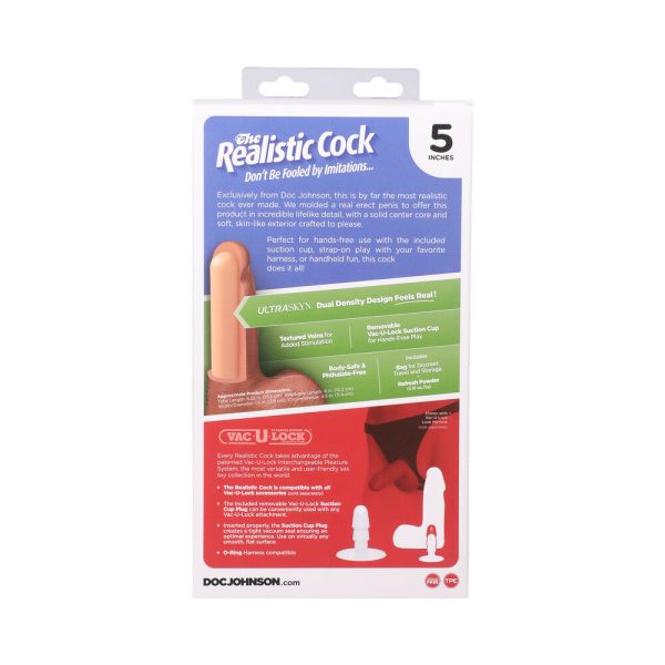 The Realistic Cock 5 in. ULTRASKYN Vac-U-Lock Dildo with Balls Caramel - Image 10