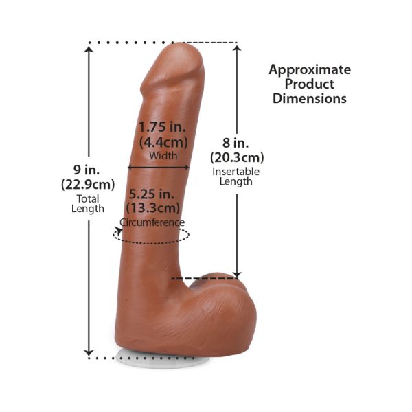 The Realistic Cock 9 in. ULTRASKYN Vac-U-Lock Dildo with Balls Caramel - Image 7