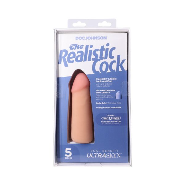 The Realistic Cock 5 in. ULTRASKYN Vac-U-Lock Dildo Vanilla - Image 9