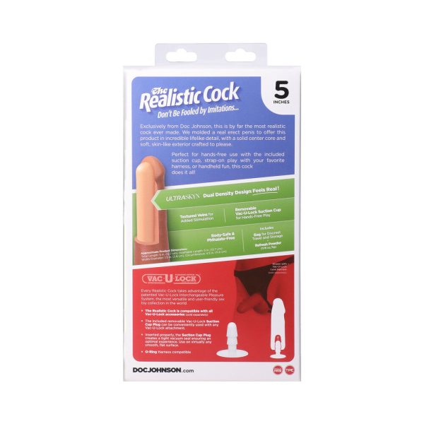 The Realistic Cock 5 in. ULTRASKYN Vac-U-Lock Dildo Vanilla - Image 10