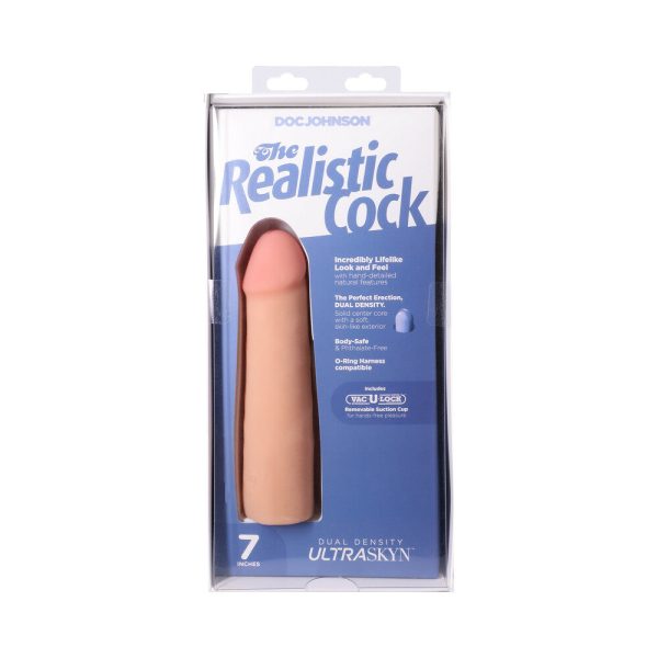 The Realistic Cock 7 in. ULTRASKYN Vac-U-Lock Dildo Vanilla - Image 9