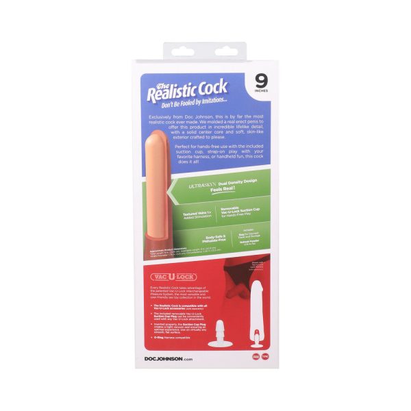 The Realistic Cock 9 in. ULTRASKYN Vac-U-Lock Dildo Vanilla - Image 10